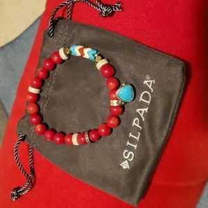 Silpada red coral and turquoise bracelet